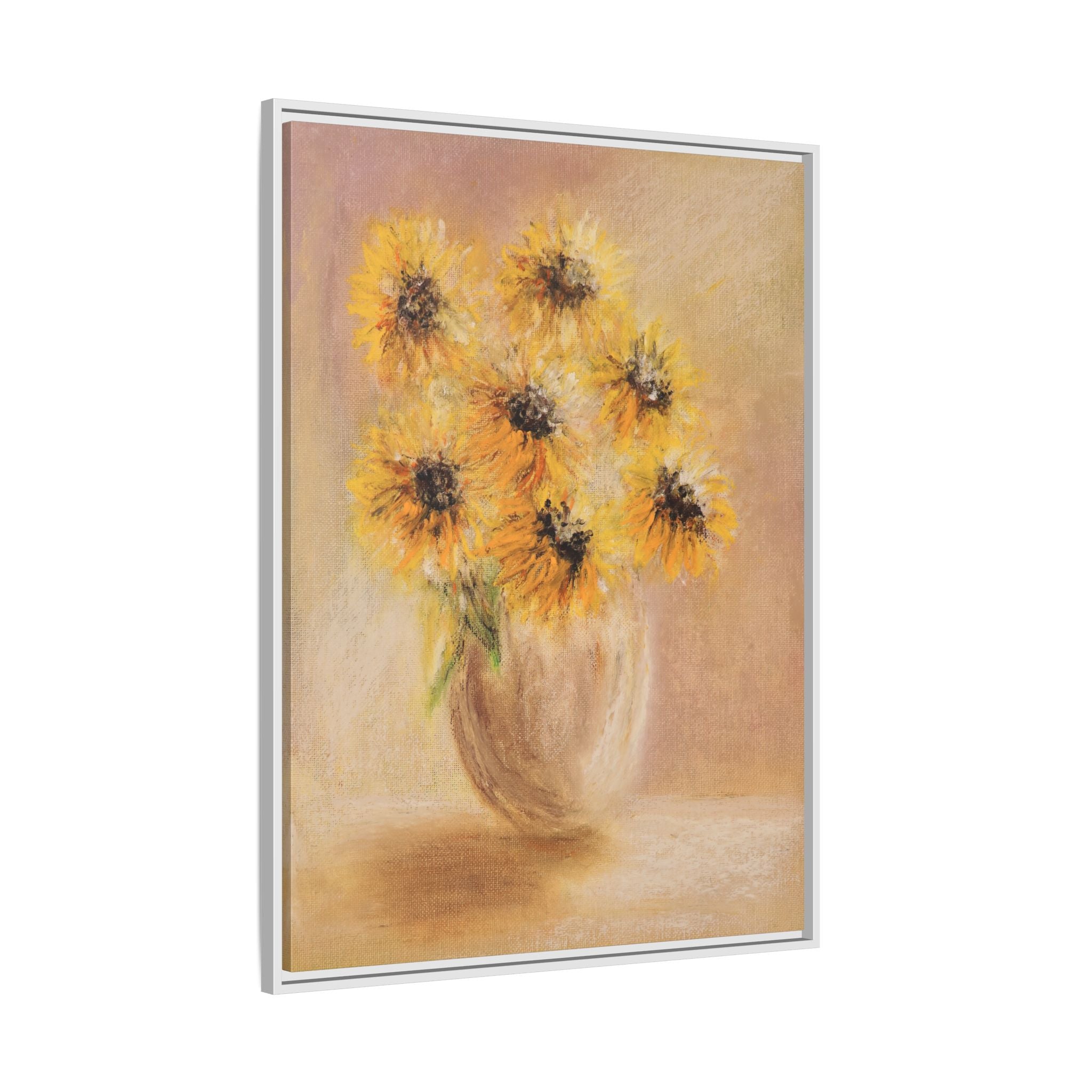 Framed Sunflower Vase — Matte Canvas Wall Art