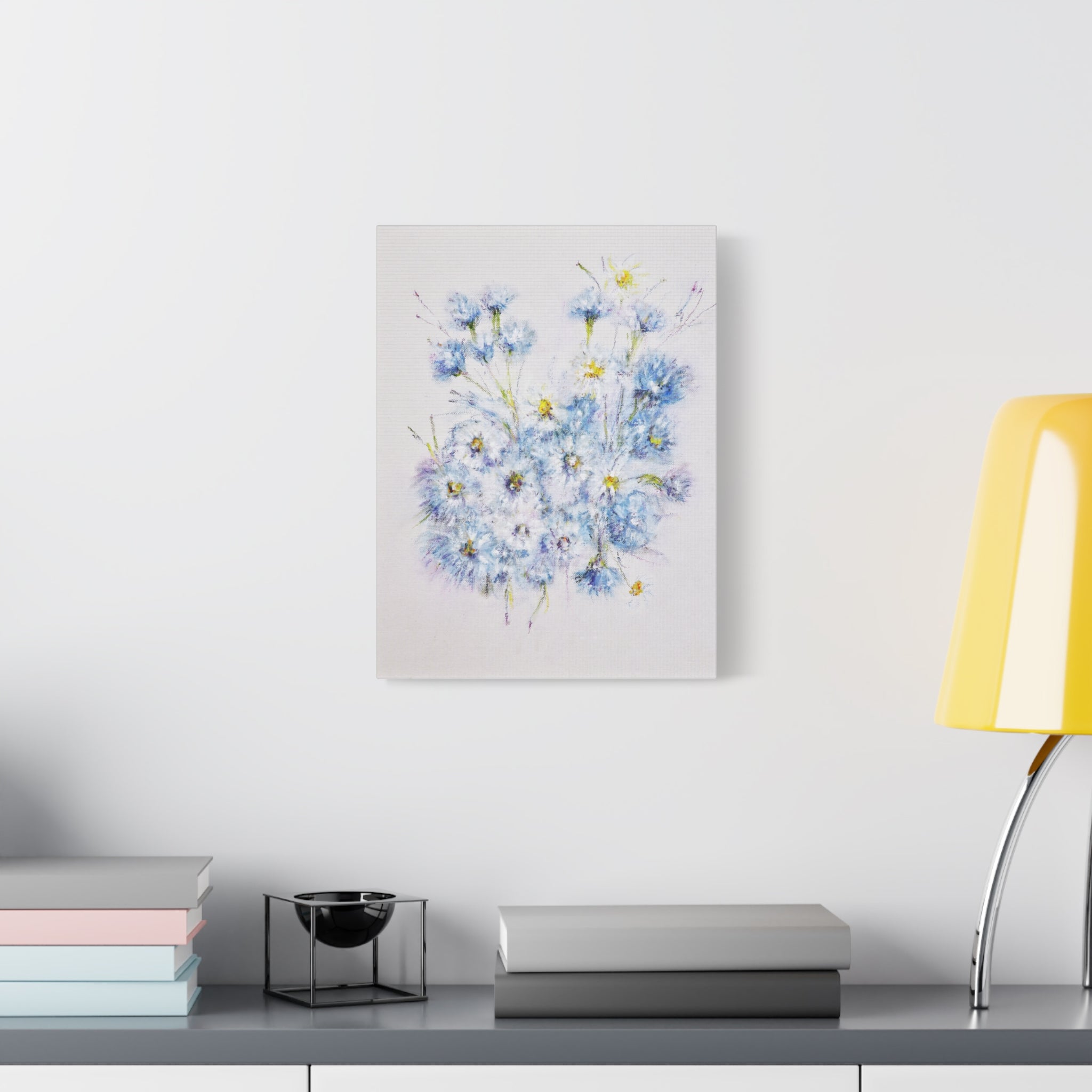 Blue Wildflower Bouquet Matte Canvas Wall Art — Stretched 1.25"