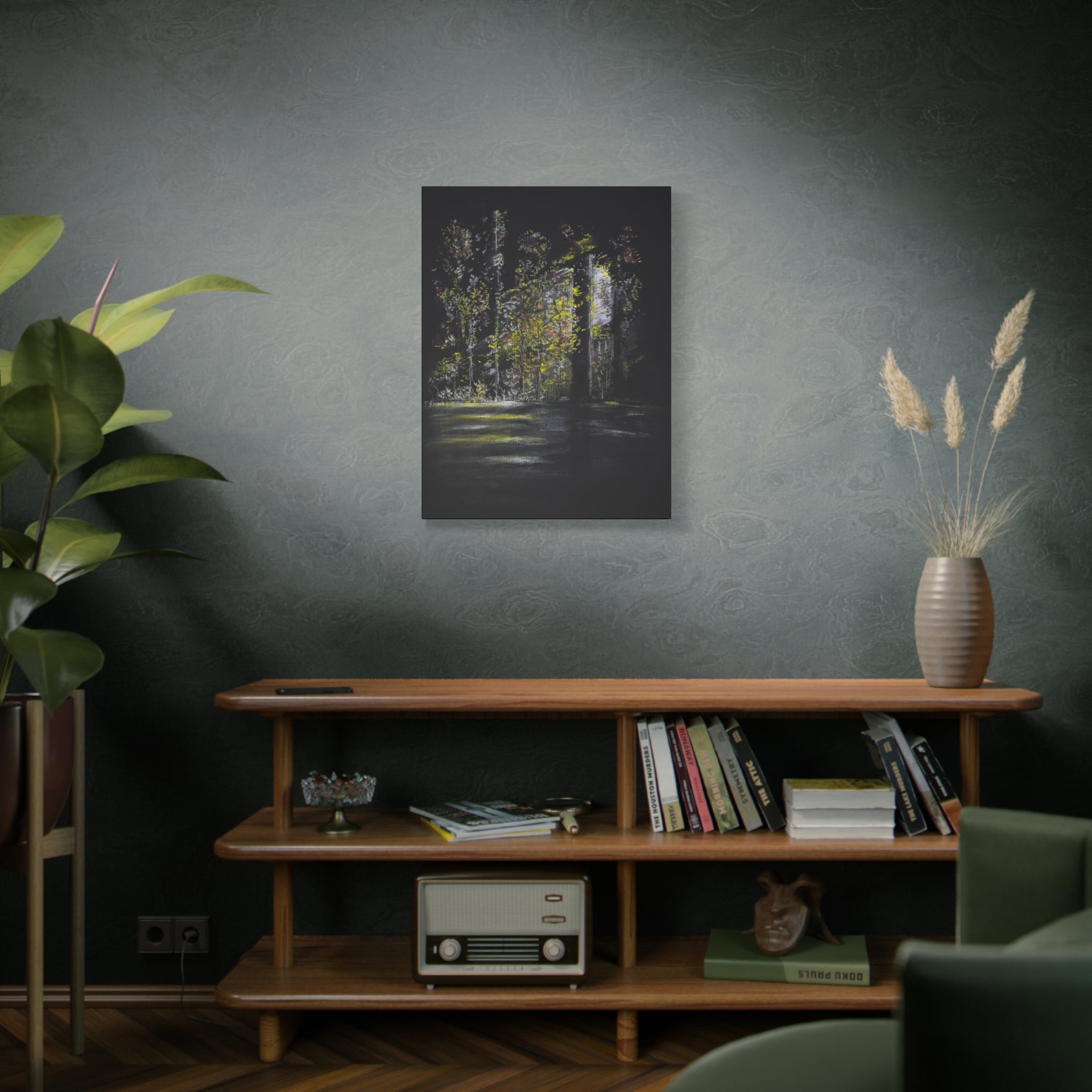 Matte Canvas - Moonlit Forest Landscape Stretched Art Print
