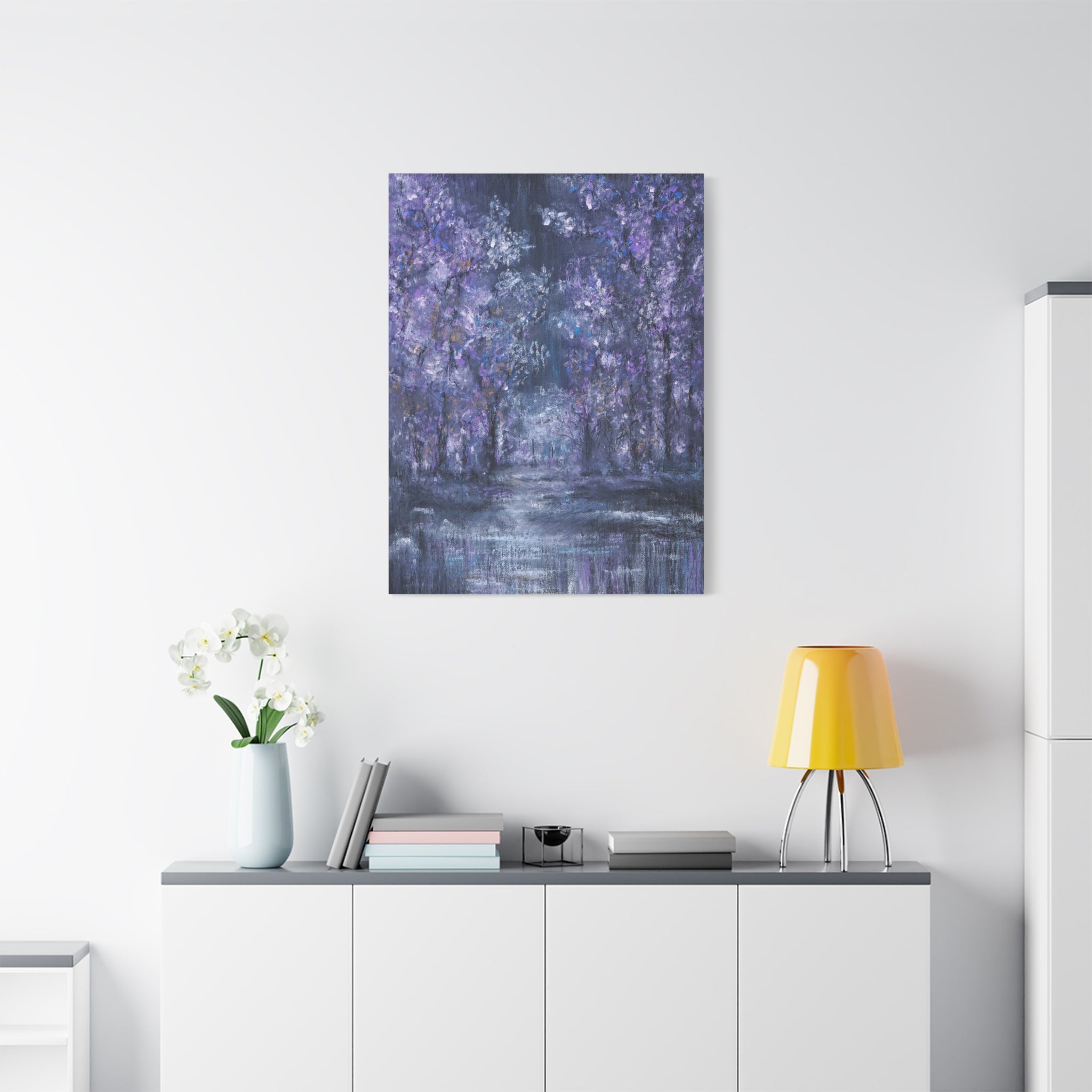 Purple Twilight Forest Matte Canvas Wall Art — Stretched 1.25"