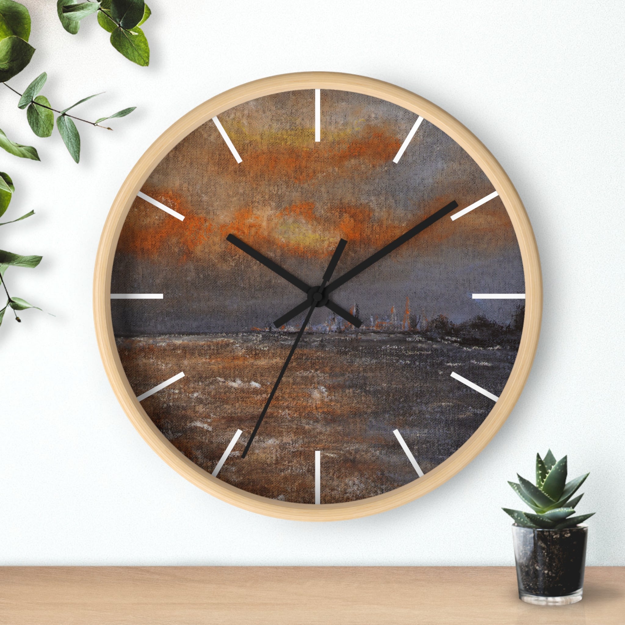Coastal Sunset Wall Clock — Moody Seascape Timepiece