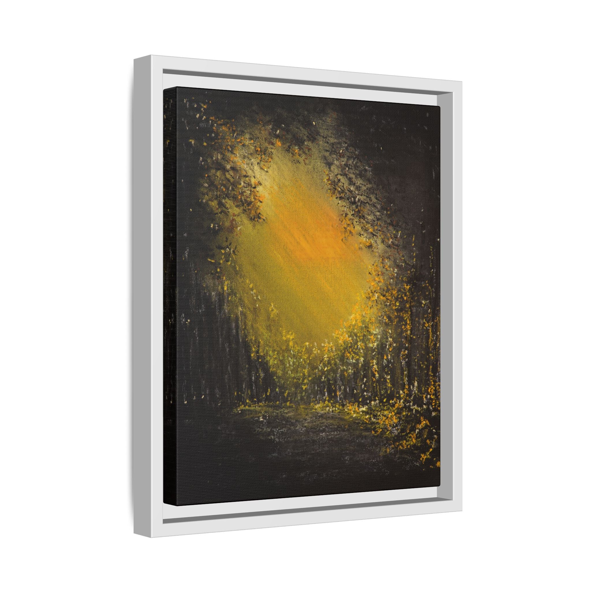 Framed Matte Canvas Wall Art — Golden Forest Glow
