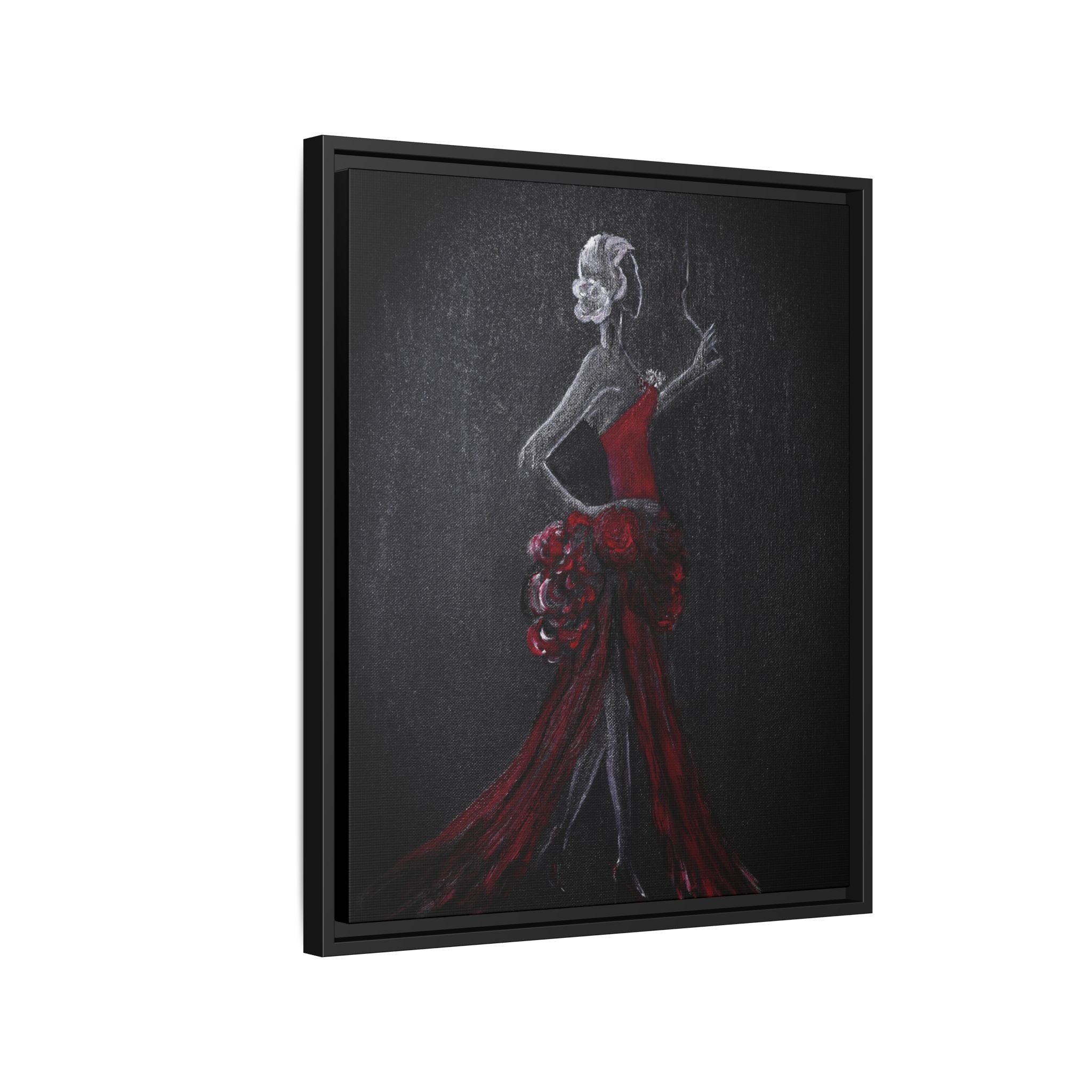 Framed Matte Canvas - Red Flamenco Dancer Art Print