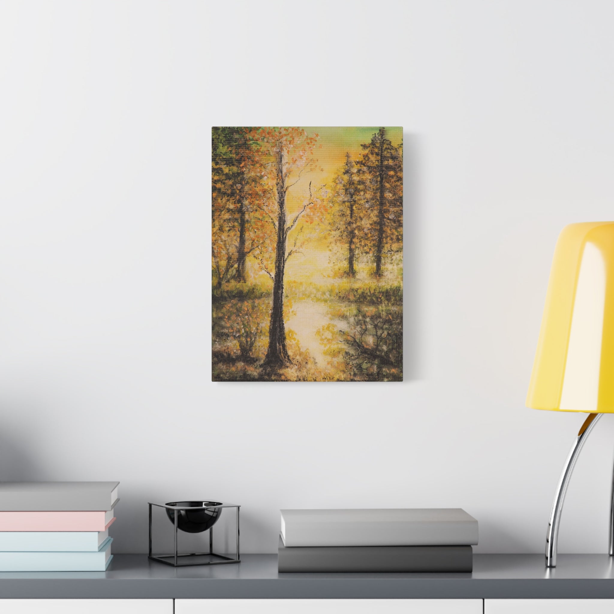 Autumn Forest Canvas Print — Golden Trees Stretched Matte Wall Art