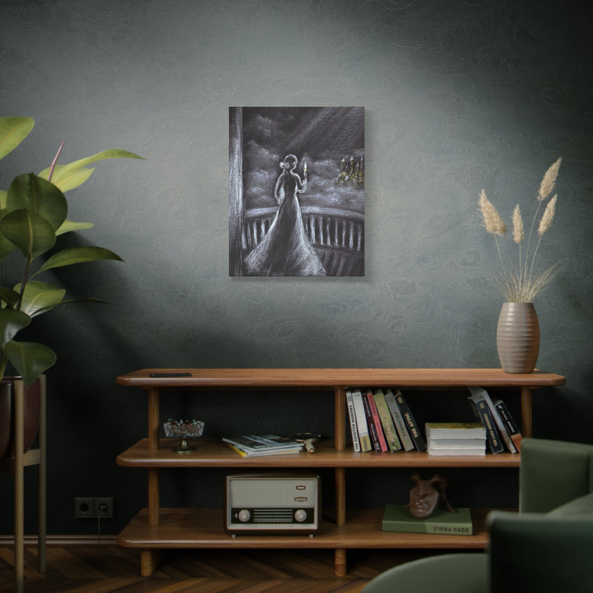 Matte Canvas: Gothic Woman with Candle Stretched Art Print