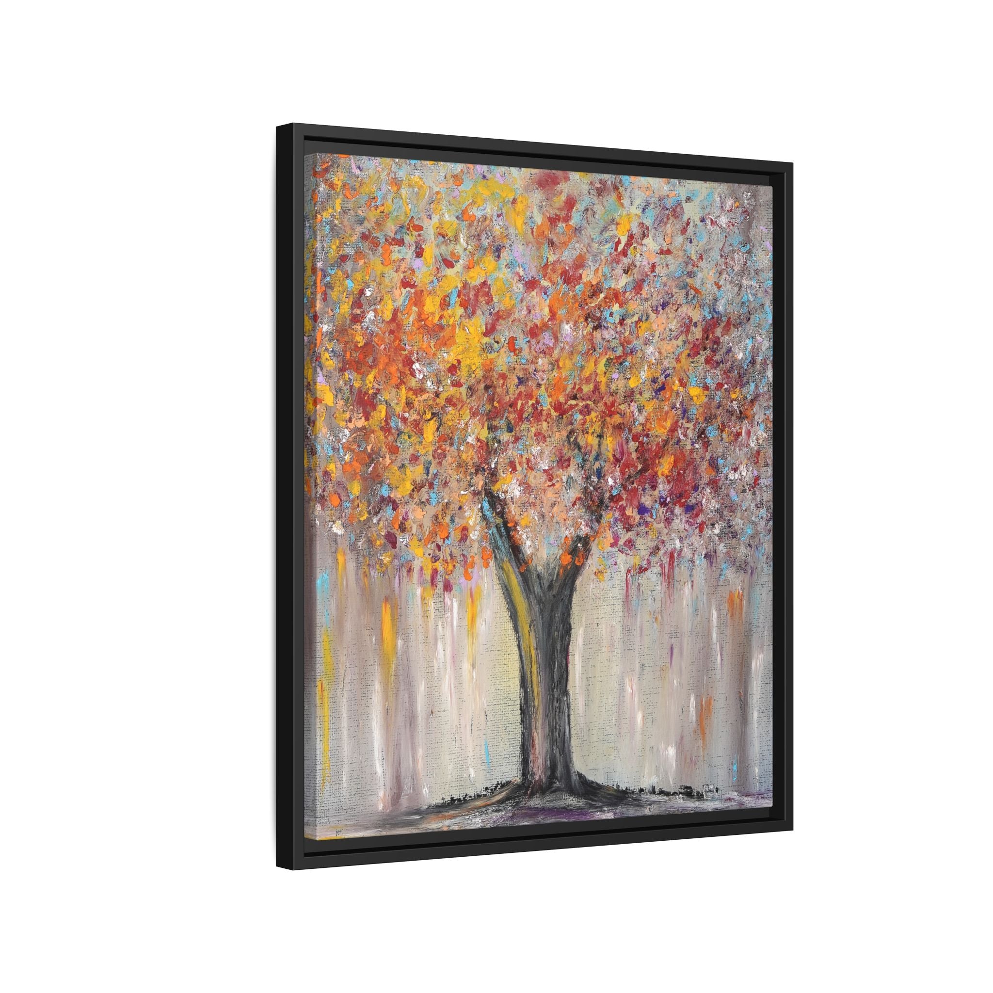 Framed Matte Canvas - Colorful Abstract Tree Wall Art