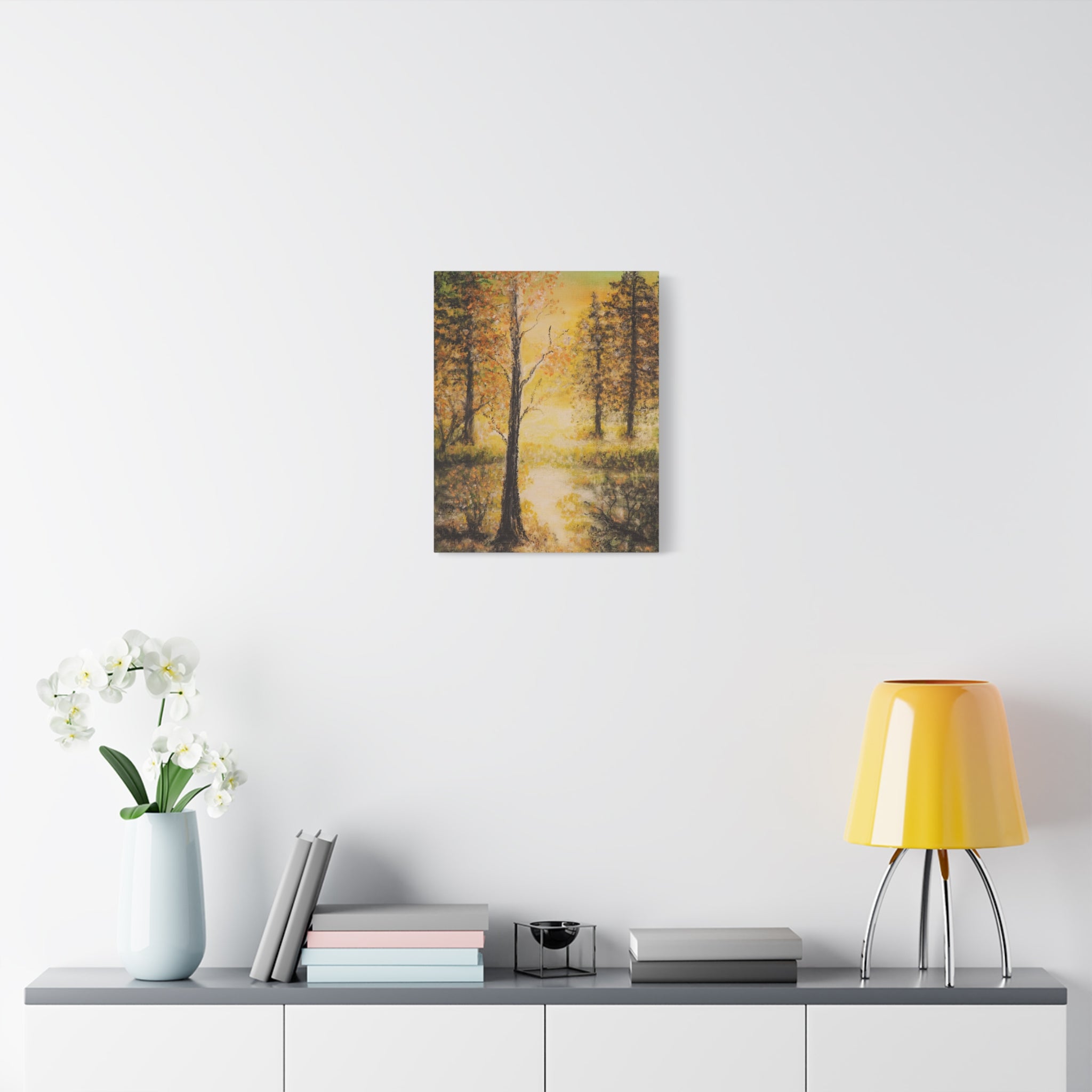 Autumn Forest Canvas Print — Golden Trees Stretched Matte Wall Art