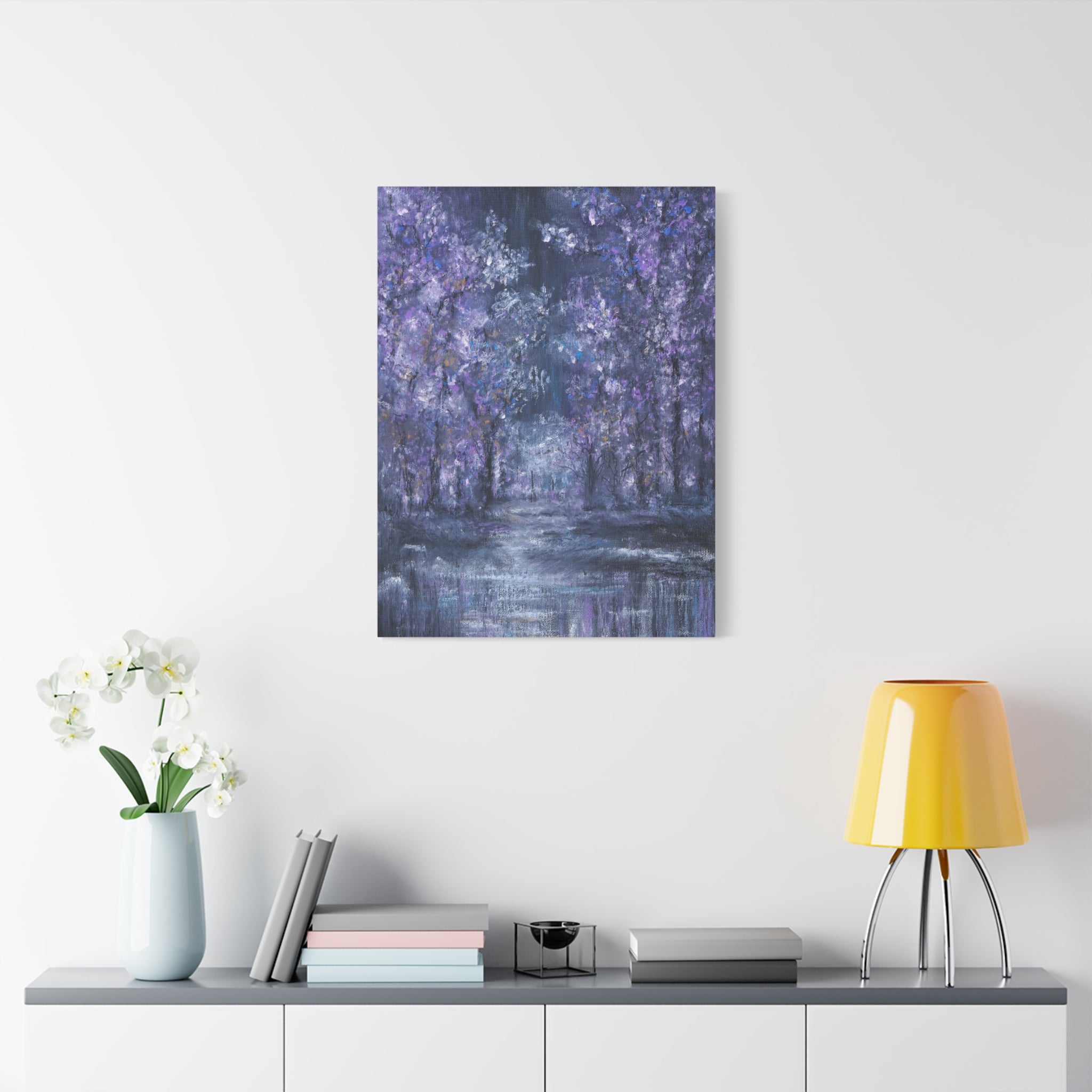 Purple Twilight Forest Matte Canvas Wall Art — Stretched 1.25"
